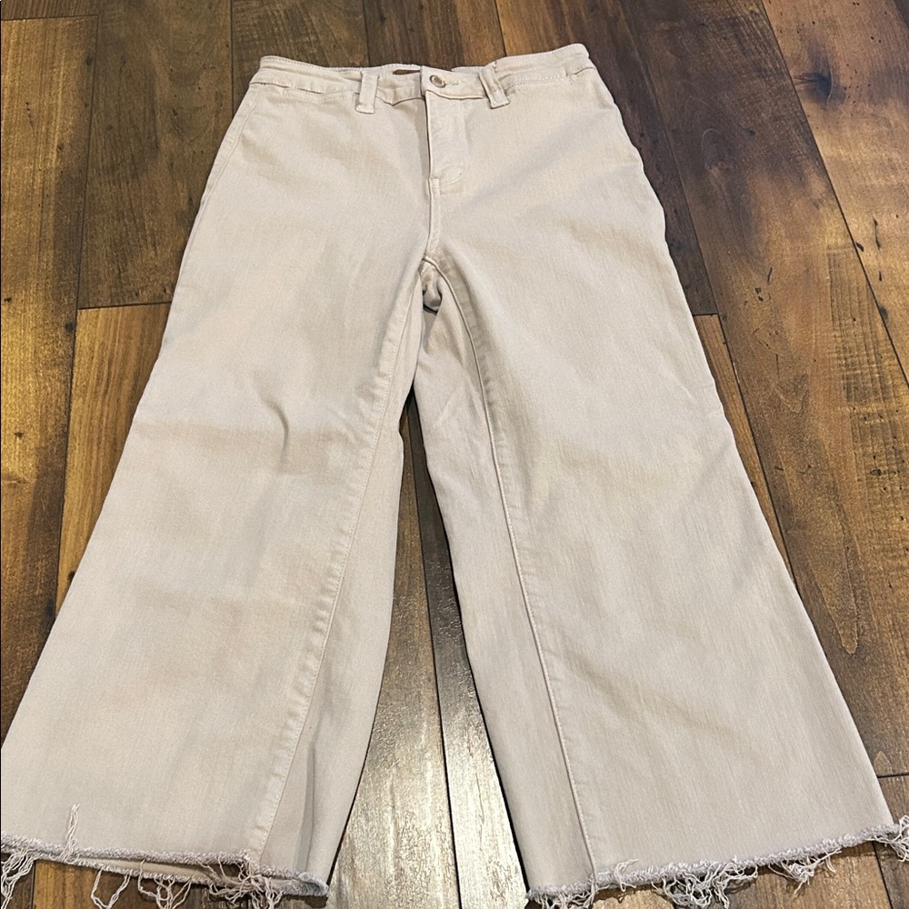 Judy Blue Khaki Flare Cropped Jeans